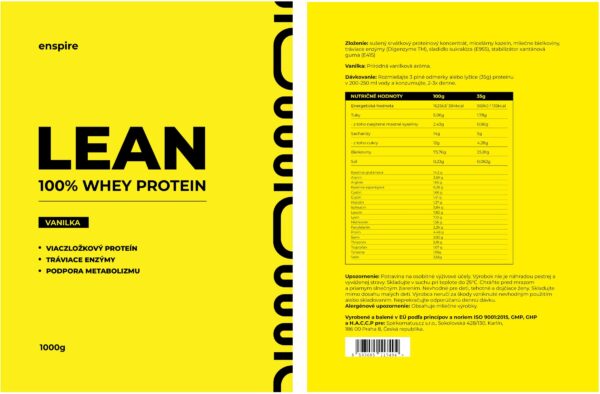 protein lean vanilka 1kg sk etiketa